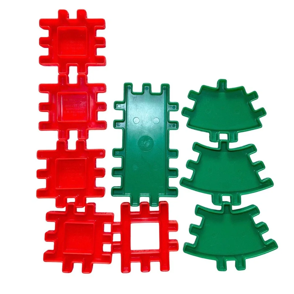 Little Tikes Vtg Waffle‎ Blocks Red Green Road Mixed Lot 9 Pcs Replacement Parts